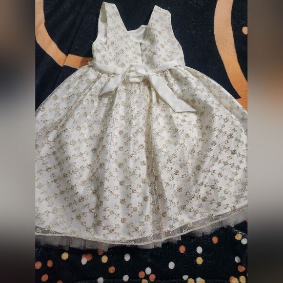 American Princess 5 White Gold Formal  Embroidered  Embellishment Girl's Dress - Picture 6 of 7